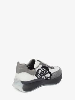 Hot Alexander McQueen Men's Sprint Runner in Silver/Ivory