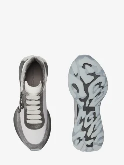 Hot Alexander McQueen Men's Sprint Runner in Silver/Ivory