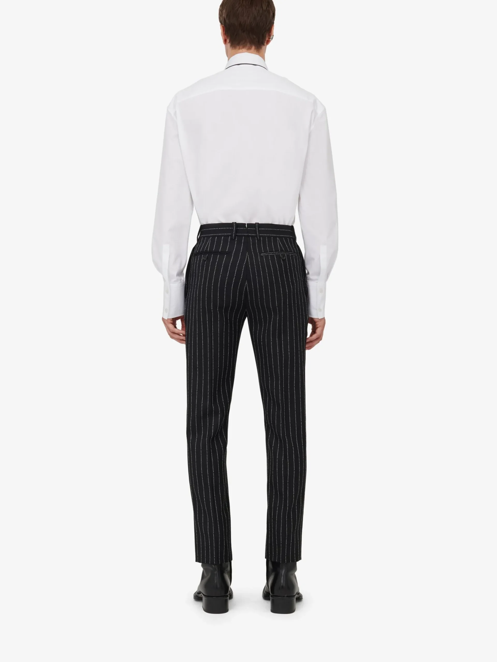 Shop Alexander McQueen Men's Tailored Cigarette Trousers in Black/White