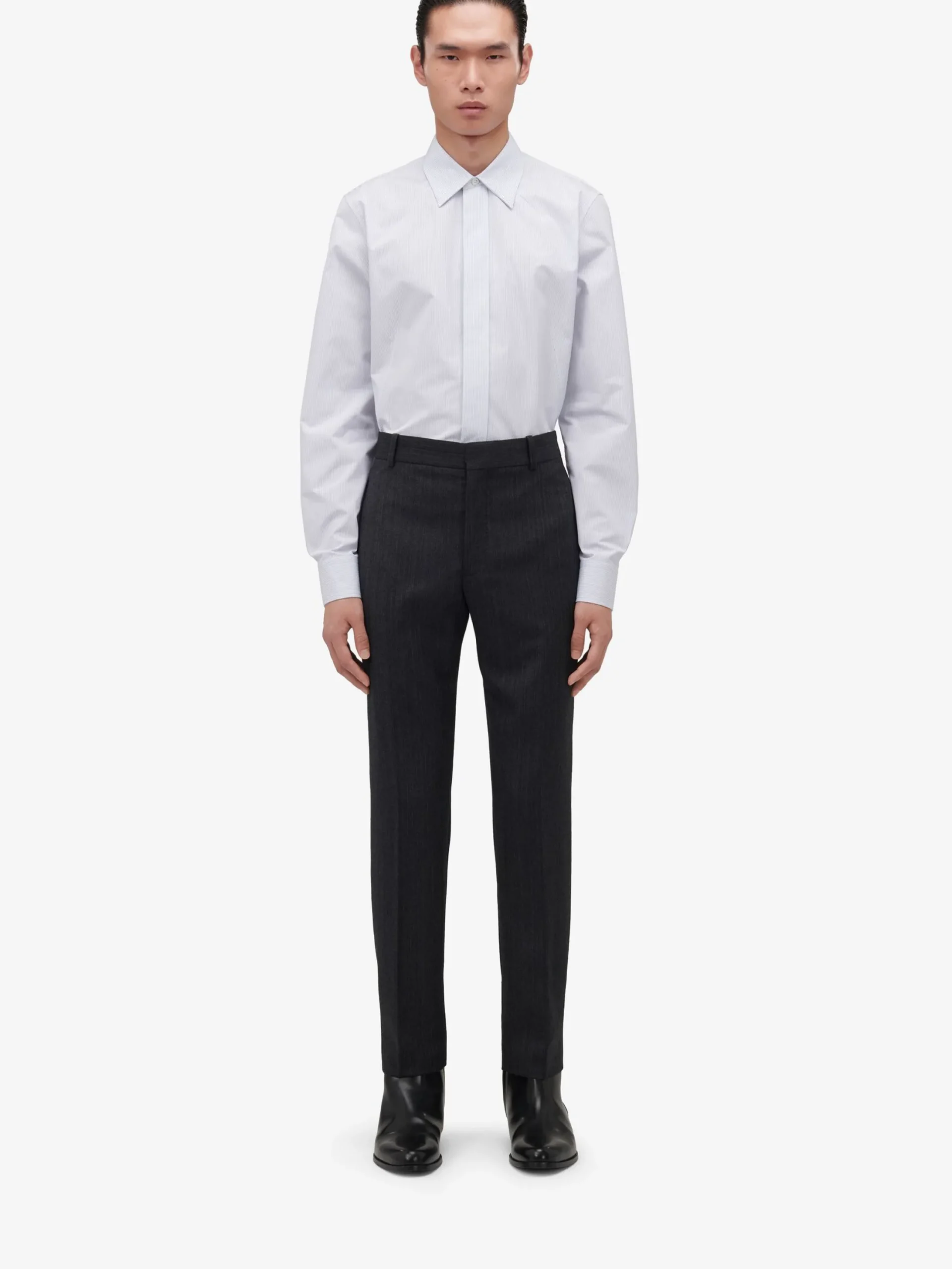 Shop Alexander McQueen Men's Tailored Cigarette Trousers in Charcoal