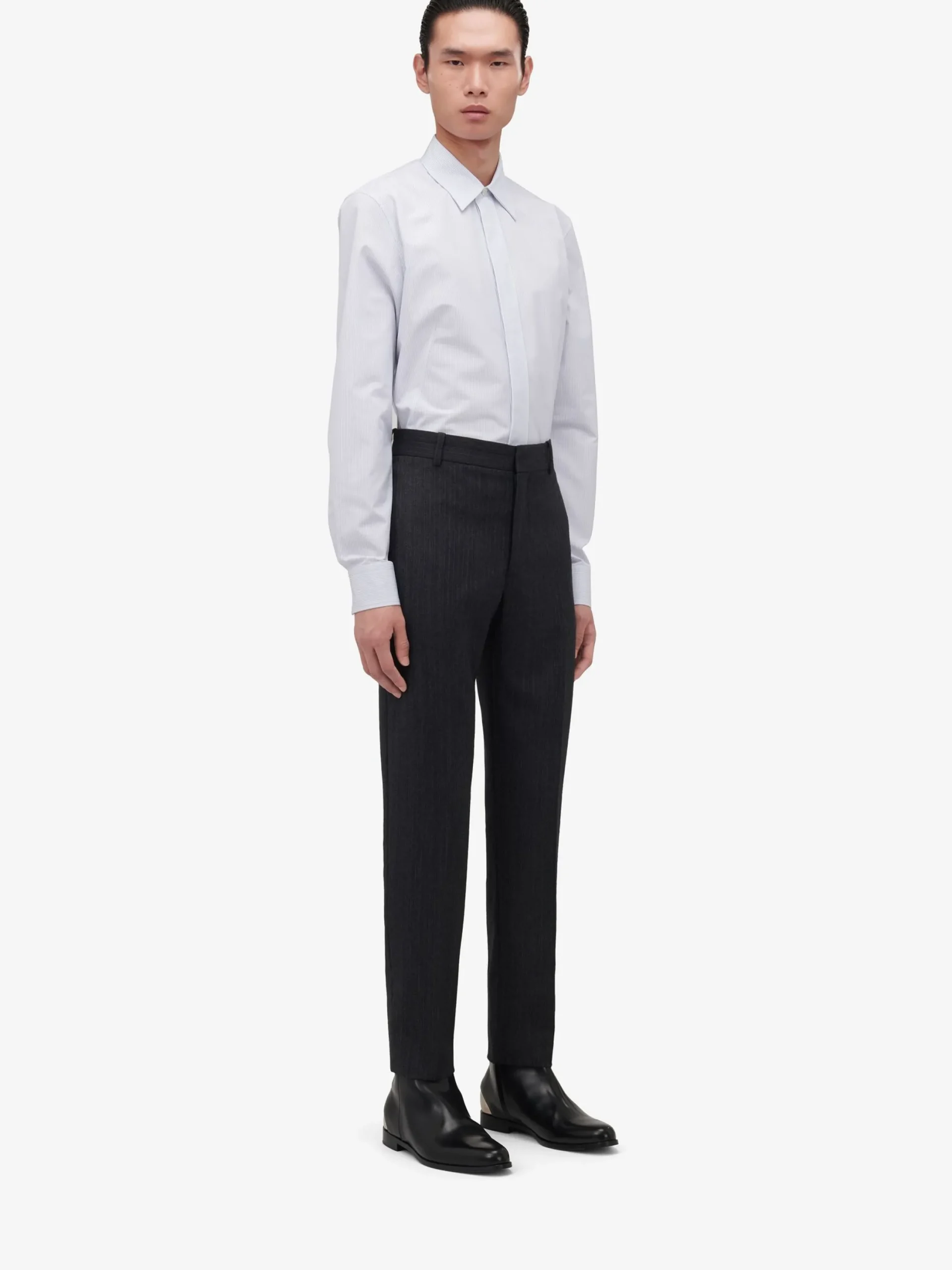 Shop Alexander McQueen Men's Tailored Cigarette Trousers in Charcoal