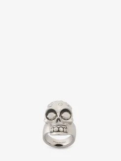 Outlet Alexander McQueen Men's The Knuckle Skull Ring in Antique silver
