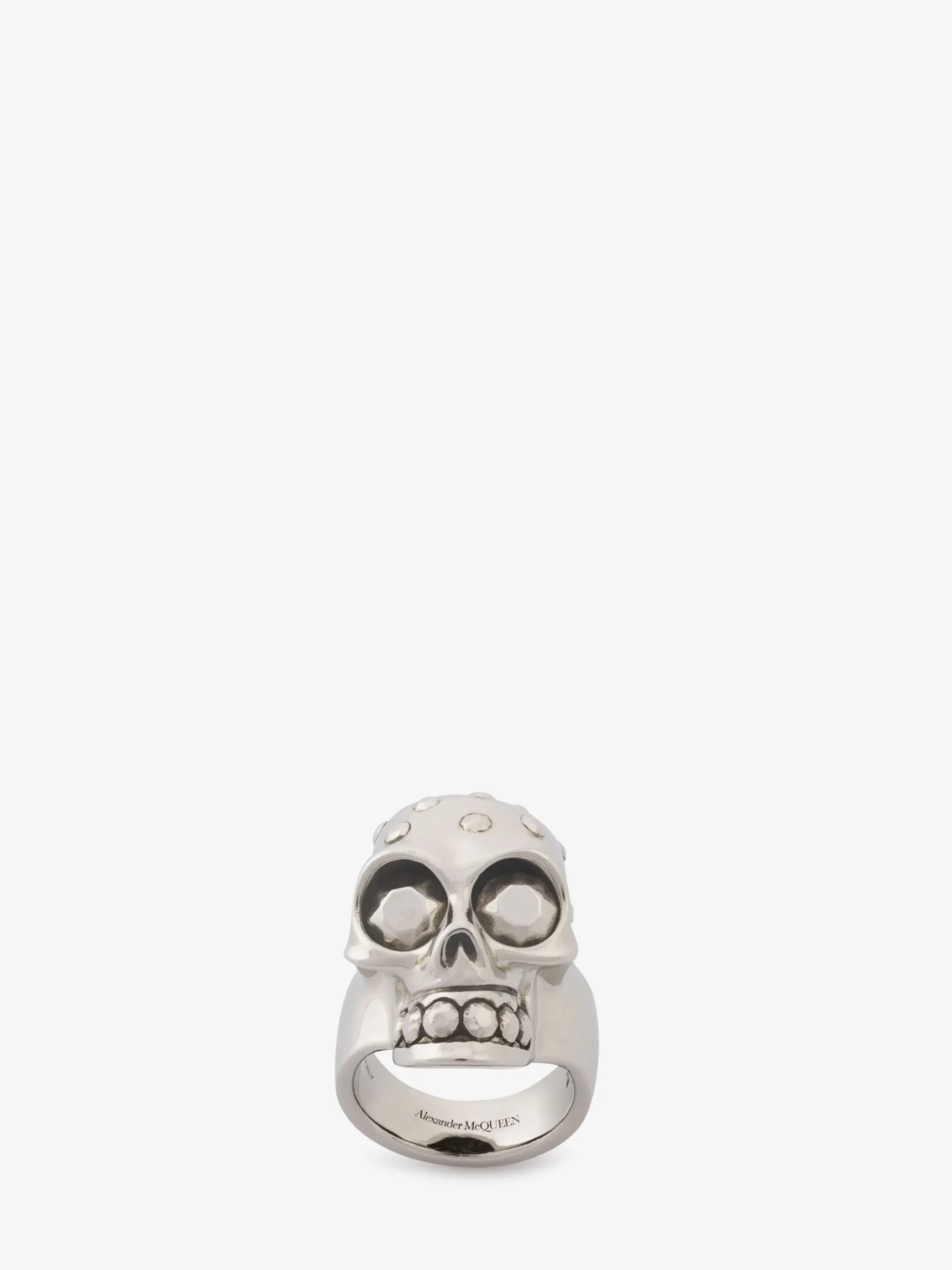 Outlet Alexander McQueen Men's The Knuckle Skull Ring in Antique silver