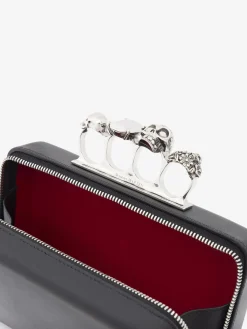 Store Alexander McQueen Men's The Knuckle Twisted Clutch in Black