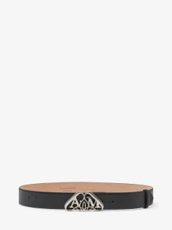 Store Alexander McQueen Men's The Seal Belt in Black