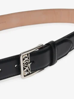 Discount Alexander McQueen Men's The Seal Buckle Belt in Black