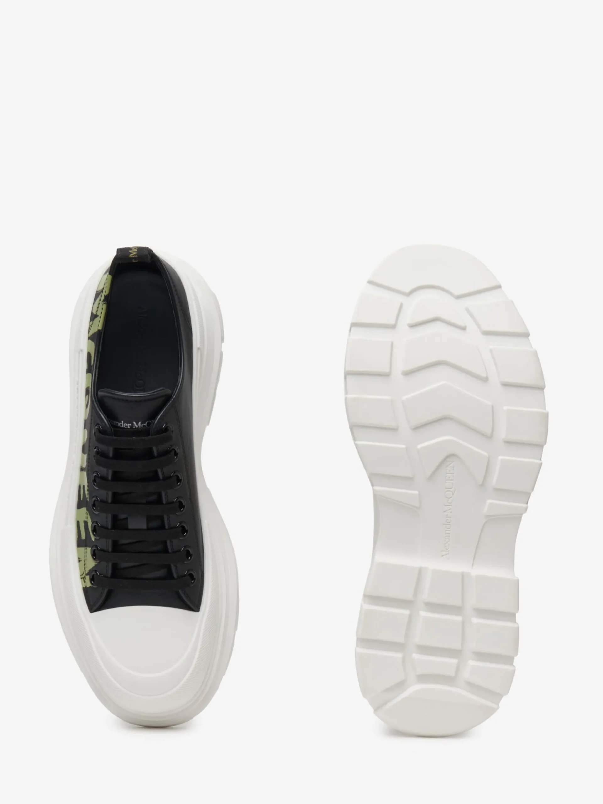 Online Alexander McQueen Men's Tread Slick Lace Up in Black/khaki