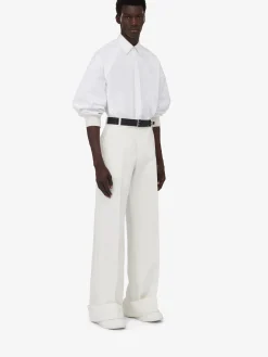 Online Alexander McQueen Men's Turn-up Baggy Trousers in Optical White