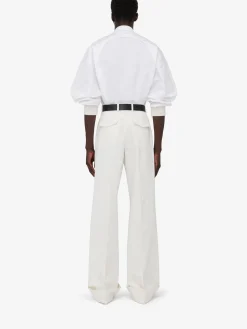 Online Alexander McQueen Men's Turn-up Baggy Trousers in Optical White