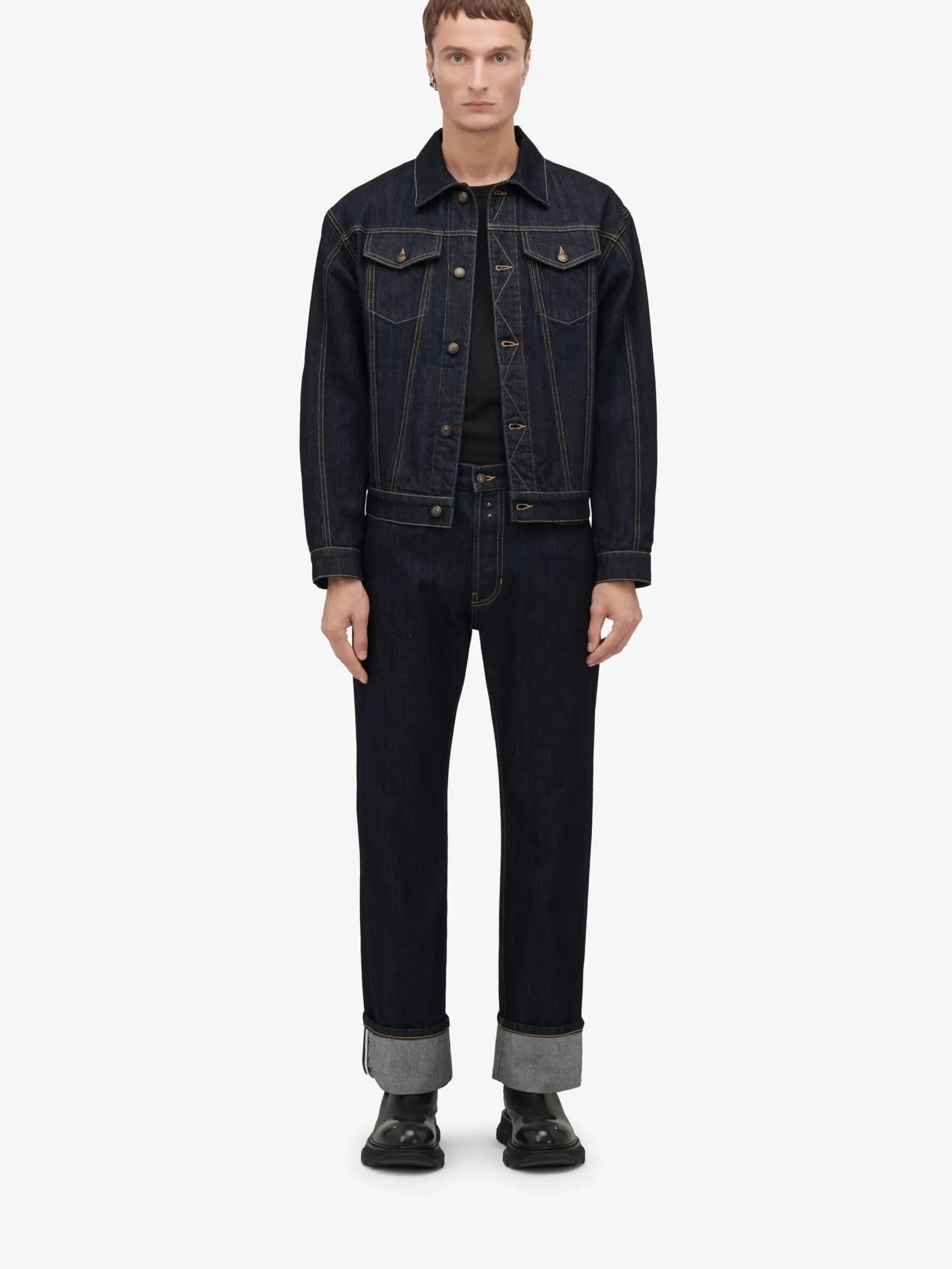 Cheap Alexander McQueen Men's Turn-up Jeans in Indigo
