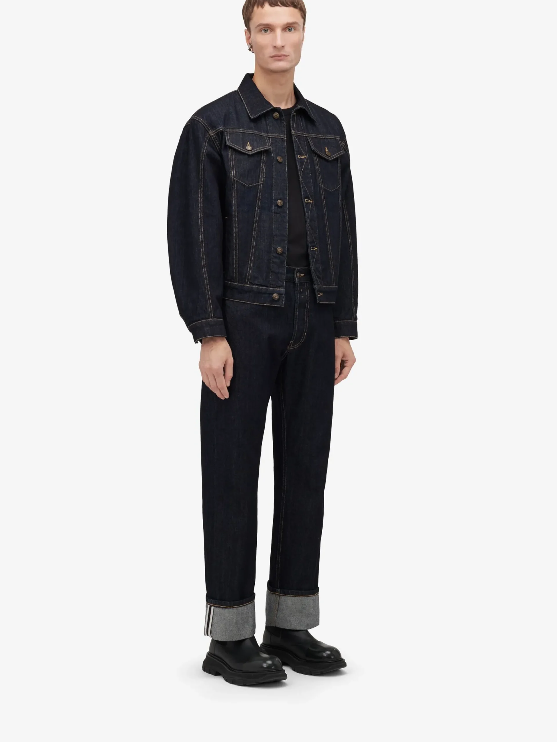 Cheap Alexander McQueen Men's Turn-up Jeans in Indigo