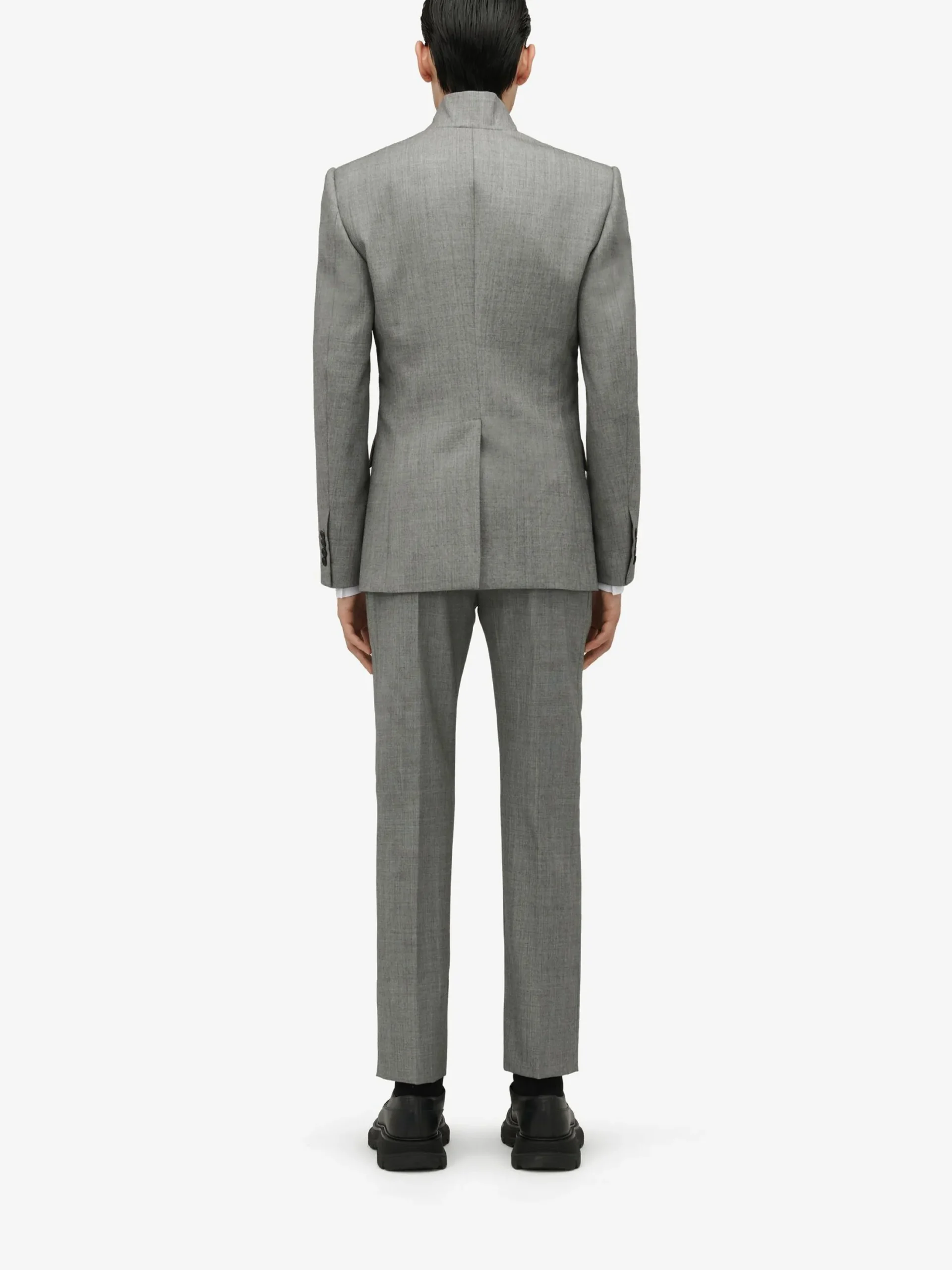 Online Alexander McQueen Men's Twisted Lapel Single-breasted Jacket in Shark Grey