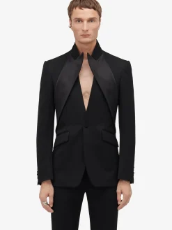 Outlet Alexander McQueen Men's Twisted Lapel Tuxedo Jacket in Black