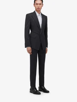 Shop Alexander McQueen Men's Twisted Waist Single-breasted Jacket in Charcoal