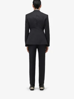 Shop Alexander McQueen Men's Twisted Waist Single-breasted Jacket in Charcoal