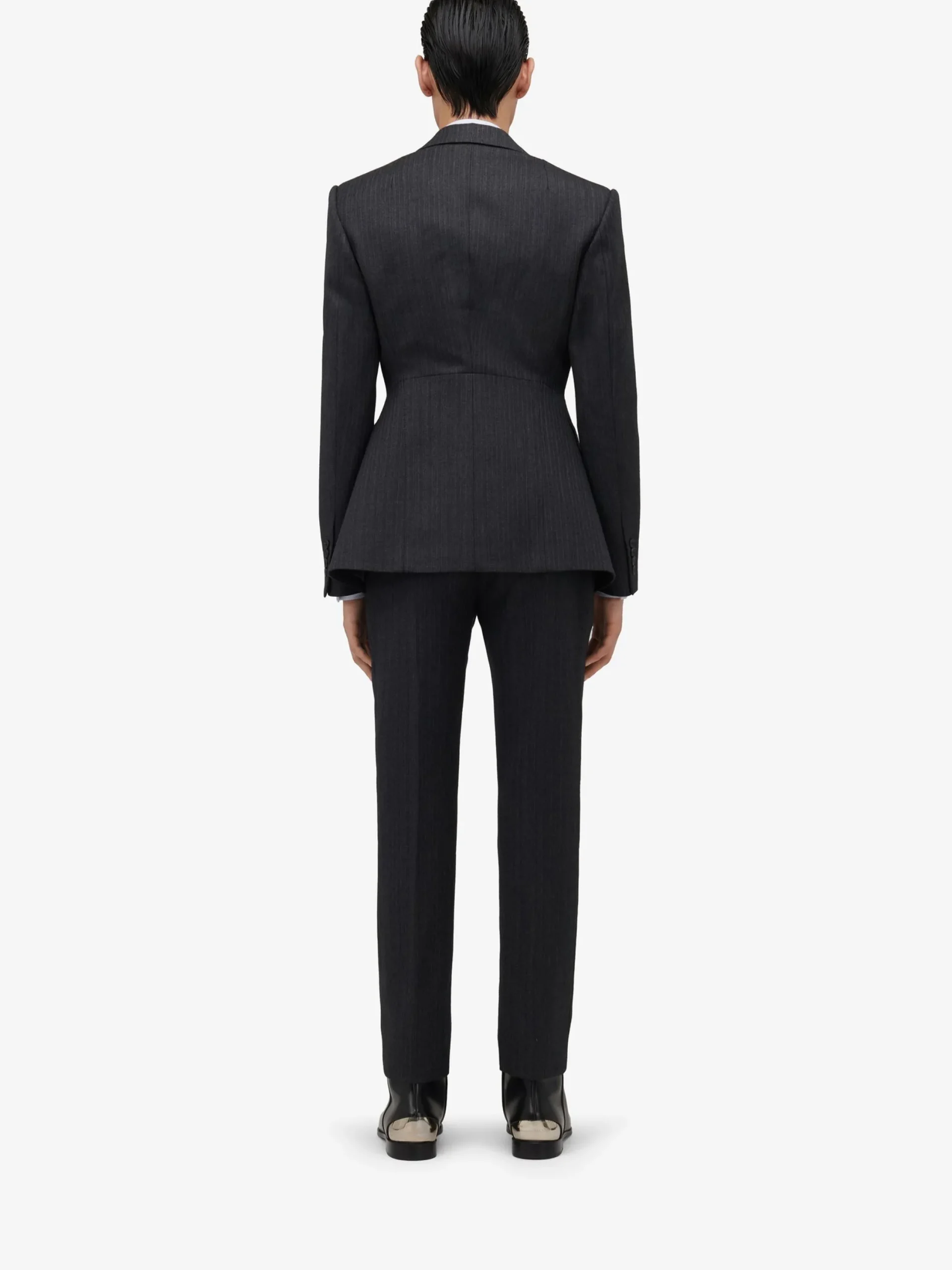 Shop Alexander McQueen Men's Twisted Waist Single-breasted Jacket in Charcoal