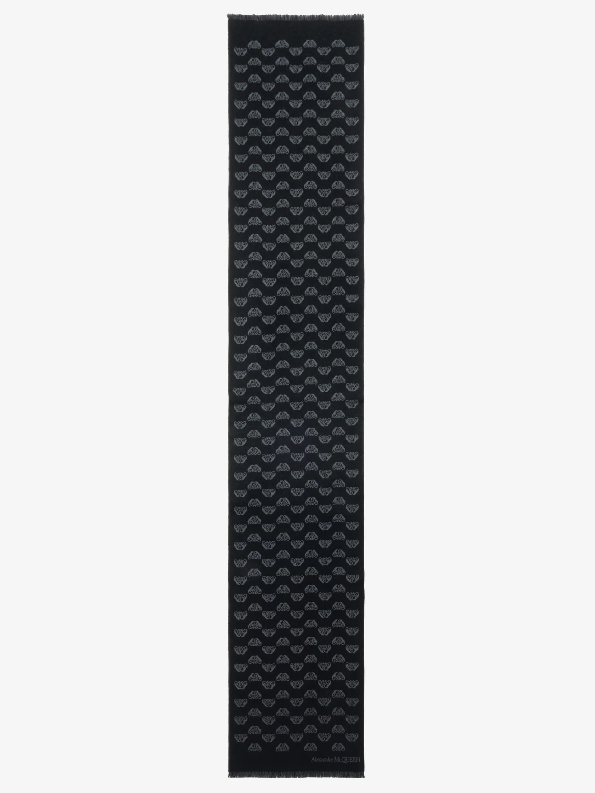Cheap Alexander McQueen Men's Up-and-down Seal Logo Scarf in Black/Dark Grey