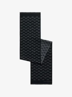 Cheap Alexander McQueen Men's Up-and-down Seal Logo Scarf in Black/Dark Grey