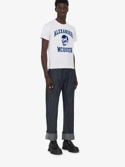 Online Alexander McQueen Men's Varsity T-shirt in White/Ivory