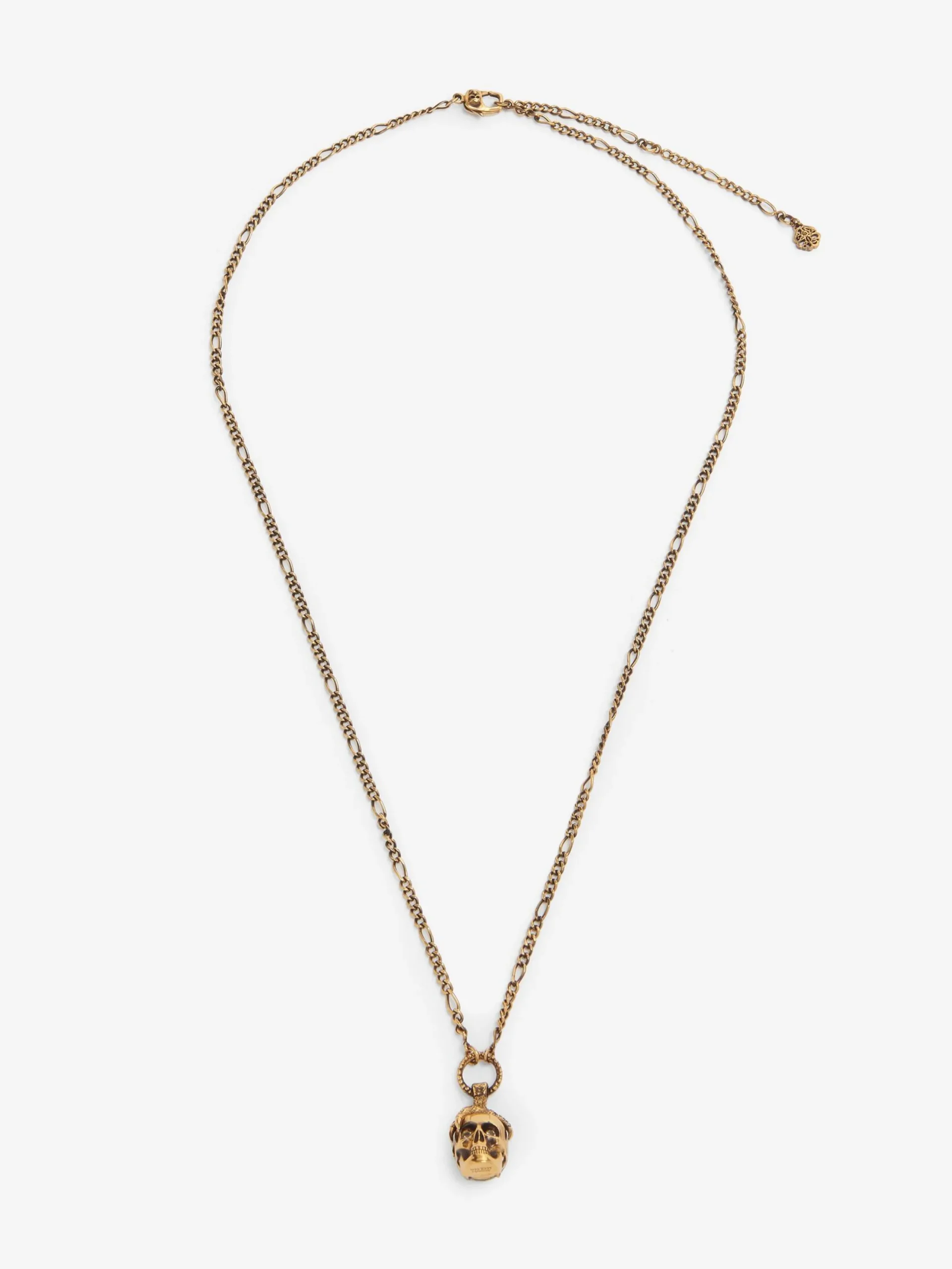 New Alexander McQueen Men's Victorian Skull Necklace in Antique Gold