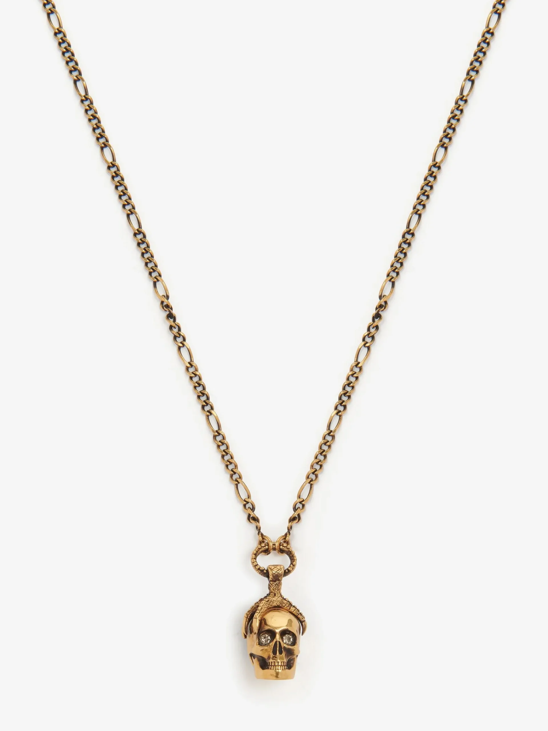New Alexander McQueen Men's Victorian Skull Necklace in Antique Gold