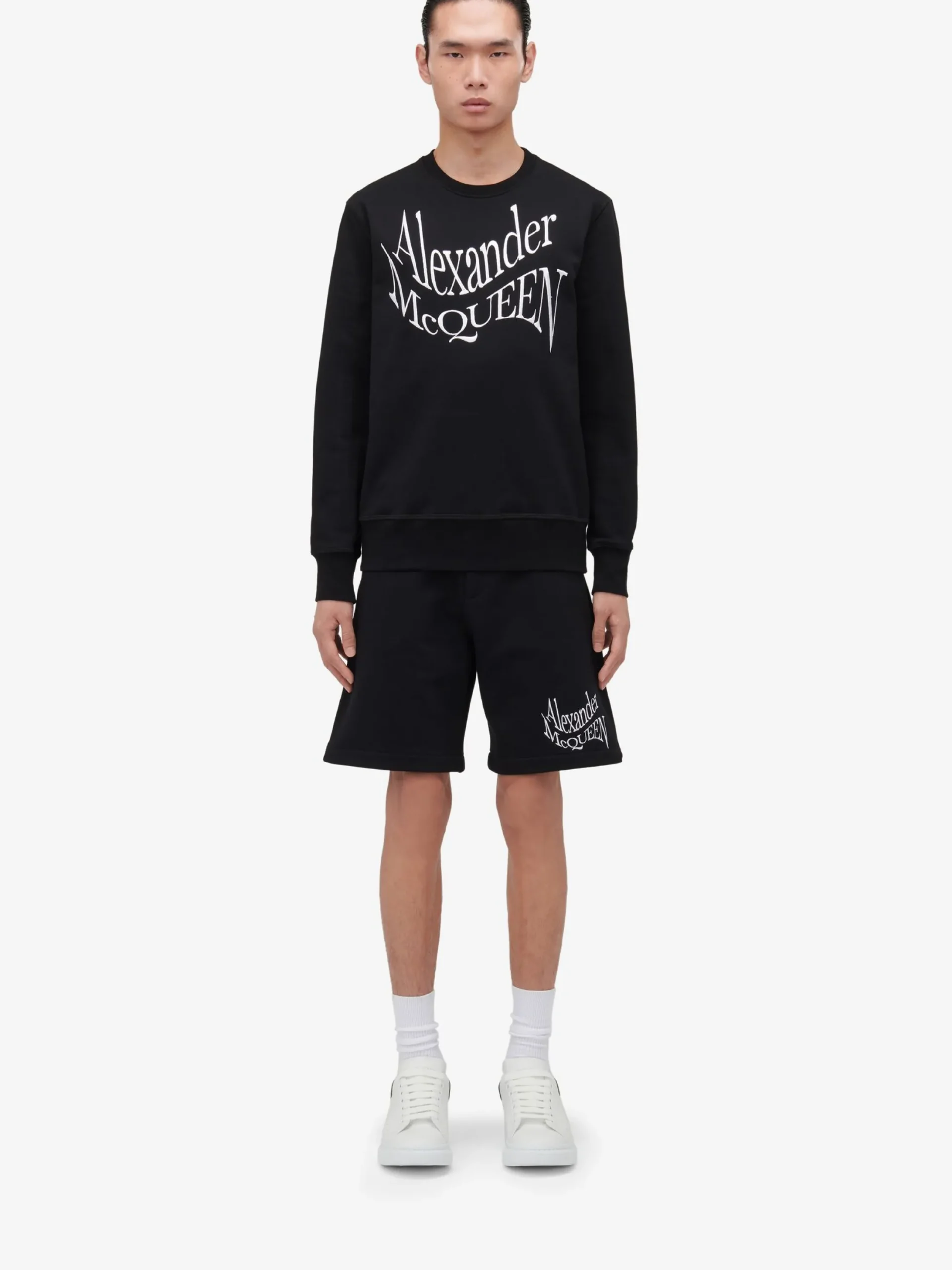 Flash Sale Alexander McQueen Men's Warped Logo Shorts in Black