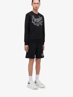 Flash Sale Alexander McQueen Men's Warped Logo Shorts in Black