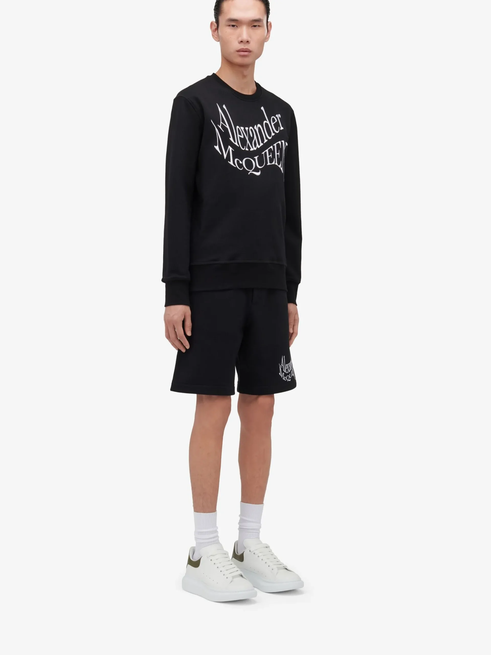 Flash Sale Alexander McQueen Men's Warped Logo Shorts in Black