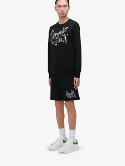 Flash Sale Alexander McQueen Men's Warped Logo Shorts in Black