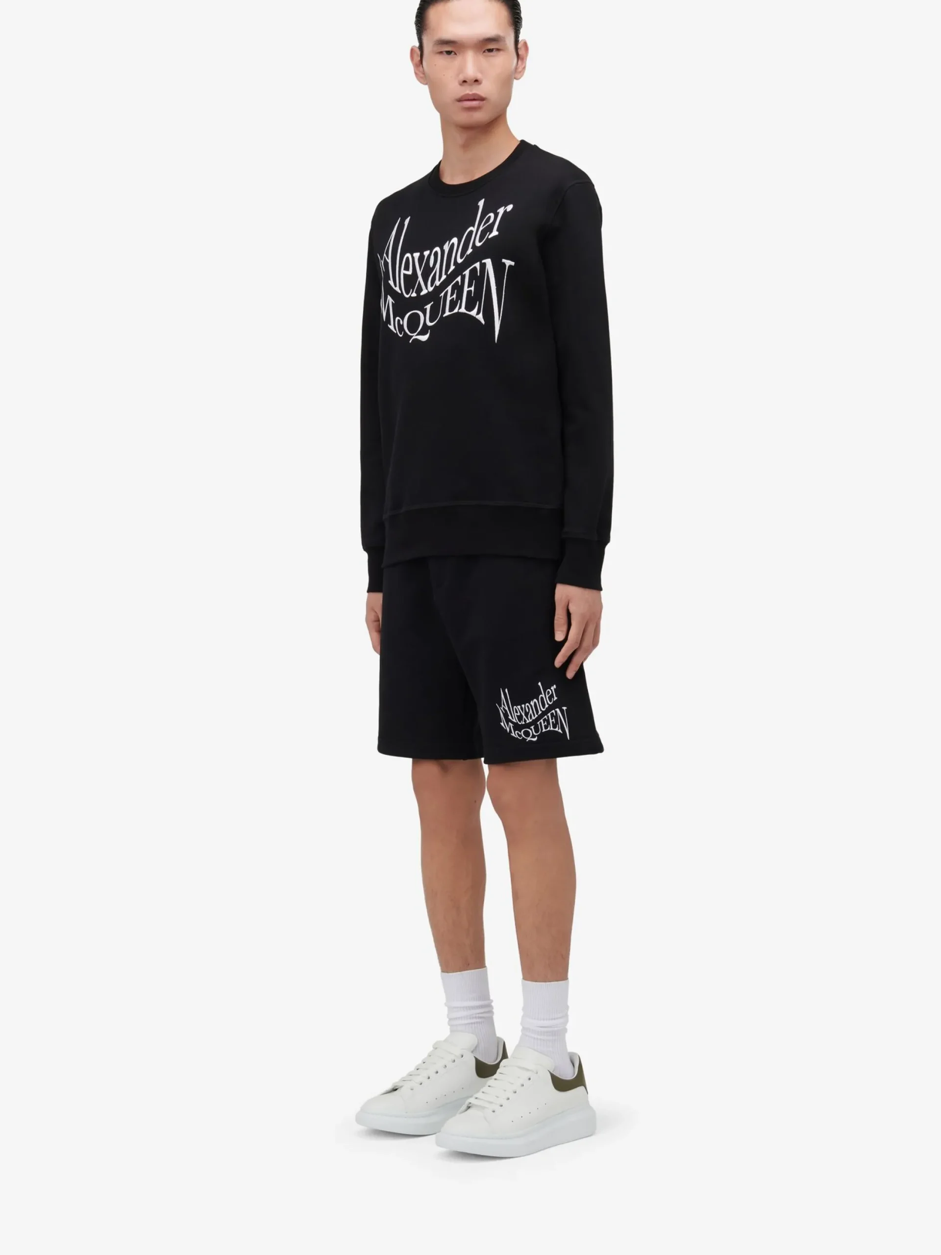Flash Sale Alexander McQueen Men's Warped Logo Shorts in Black