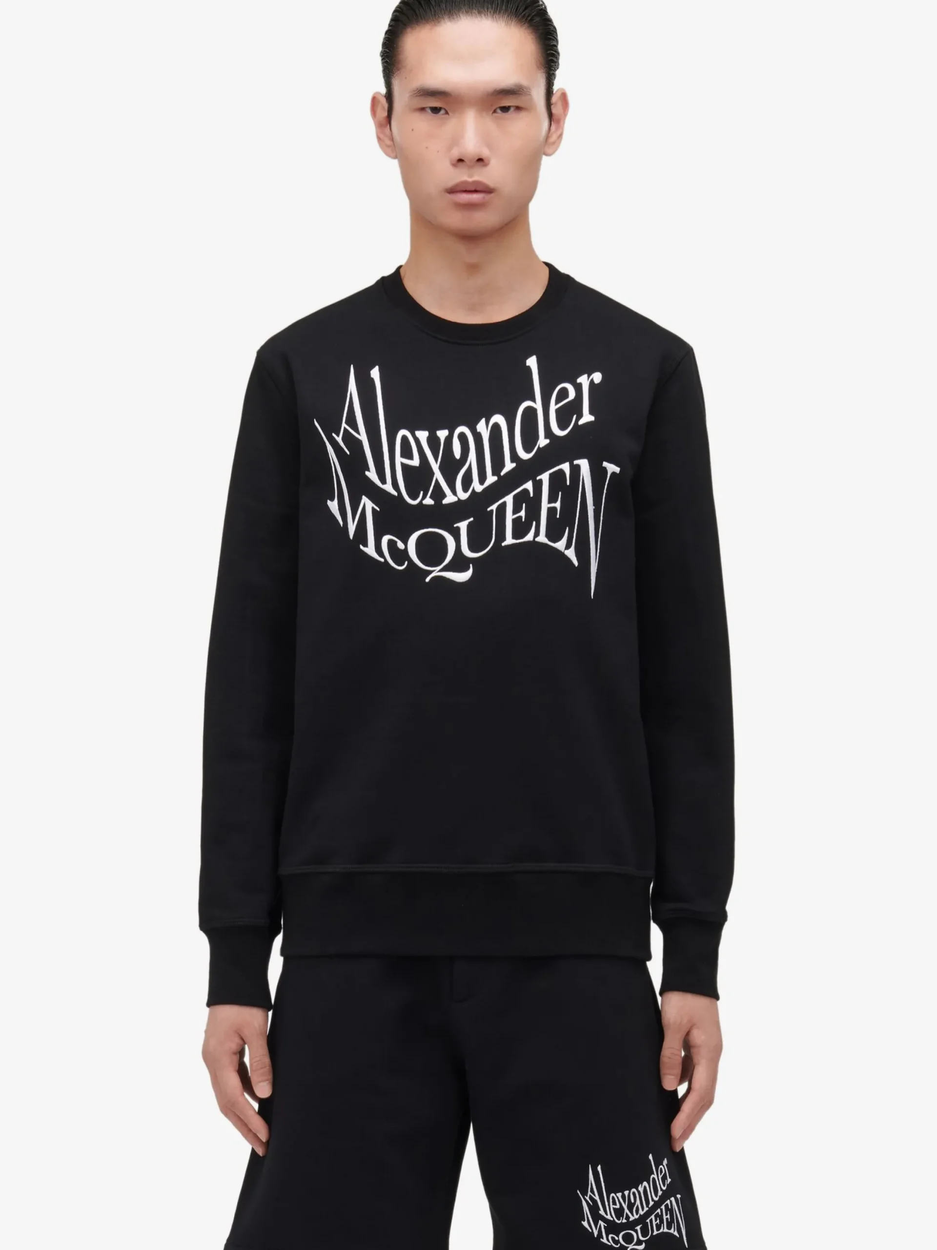 Hot Alexander McQueen Men's Warped Logo Sweatshirt in Black
