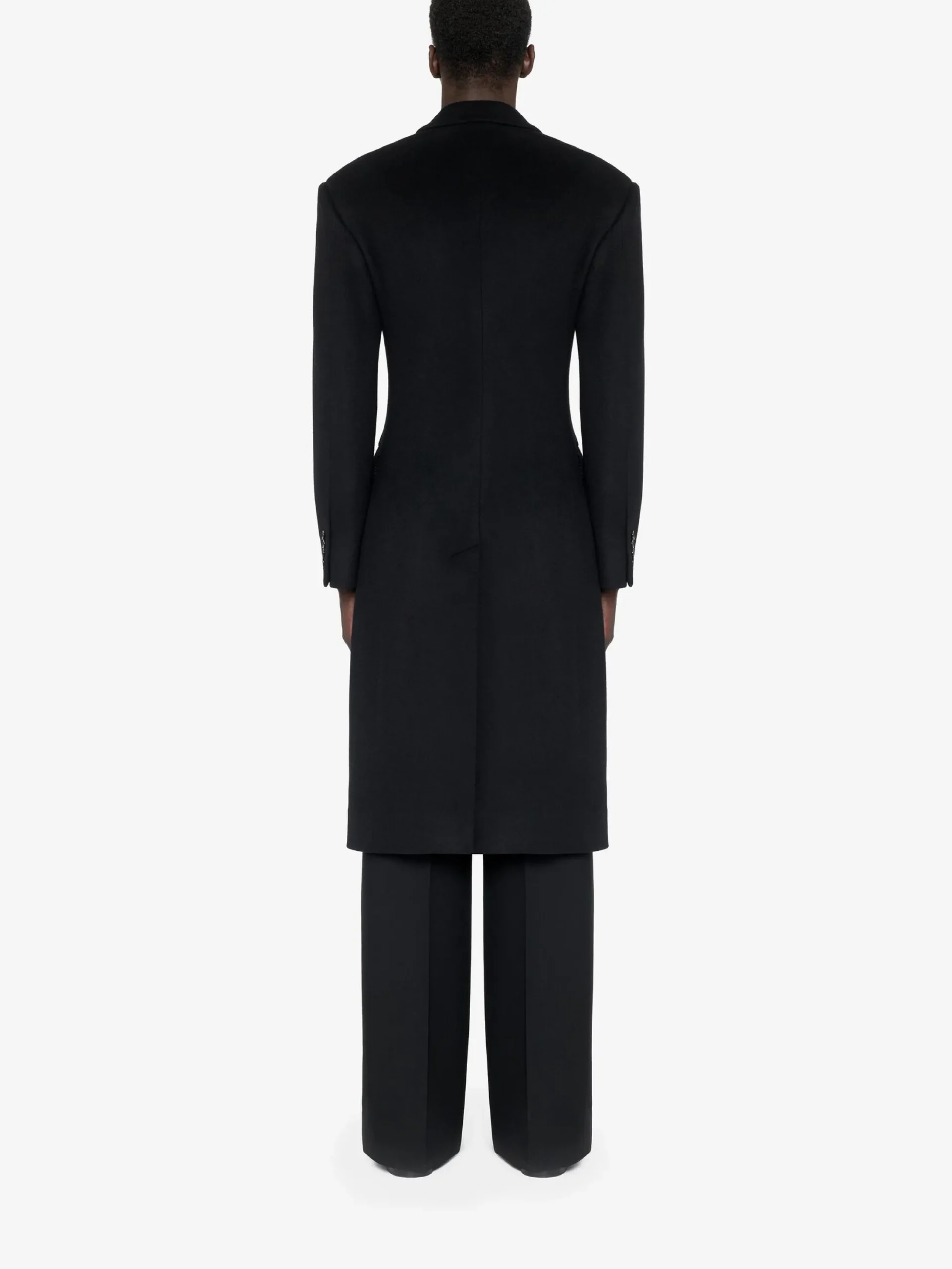 Hot Alexander McQueen Men's Wide Shoulder Fitted Coat in Black