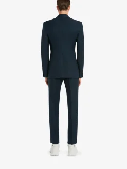Sale Alexander McQueen Men's Wool Mohair Single-breasted Jacket in Indigo