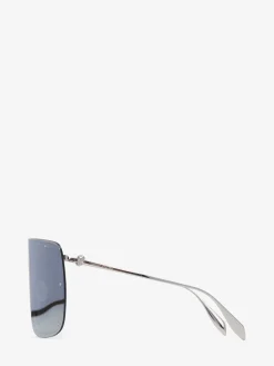 Hot Alexander McQueen Skull Mask Sunglasses in Grey/Silver