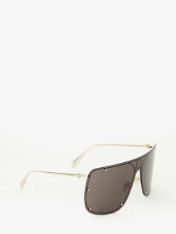 Sale Alexander McQueen Skull Mask Sunglasses in Gold