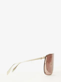 Sale Alexander McQueen Skull Mask Sunglasses in Gold/Brown