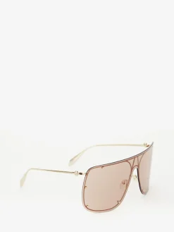 Sale Alexander McQueen Skull Mask Sunglasses in Gold/Brown