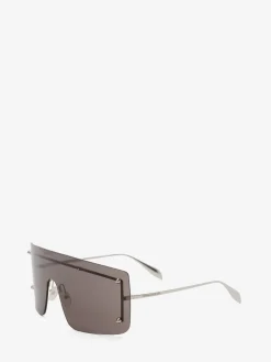 Fashion Alexander McQueen Spike Studs Mask Sunglasses in Smoke/Silver