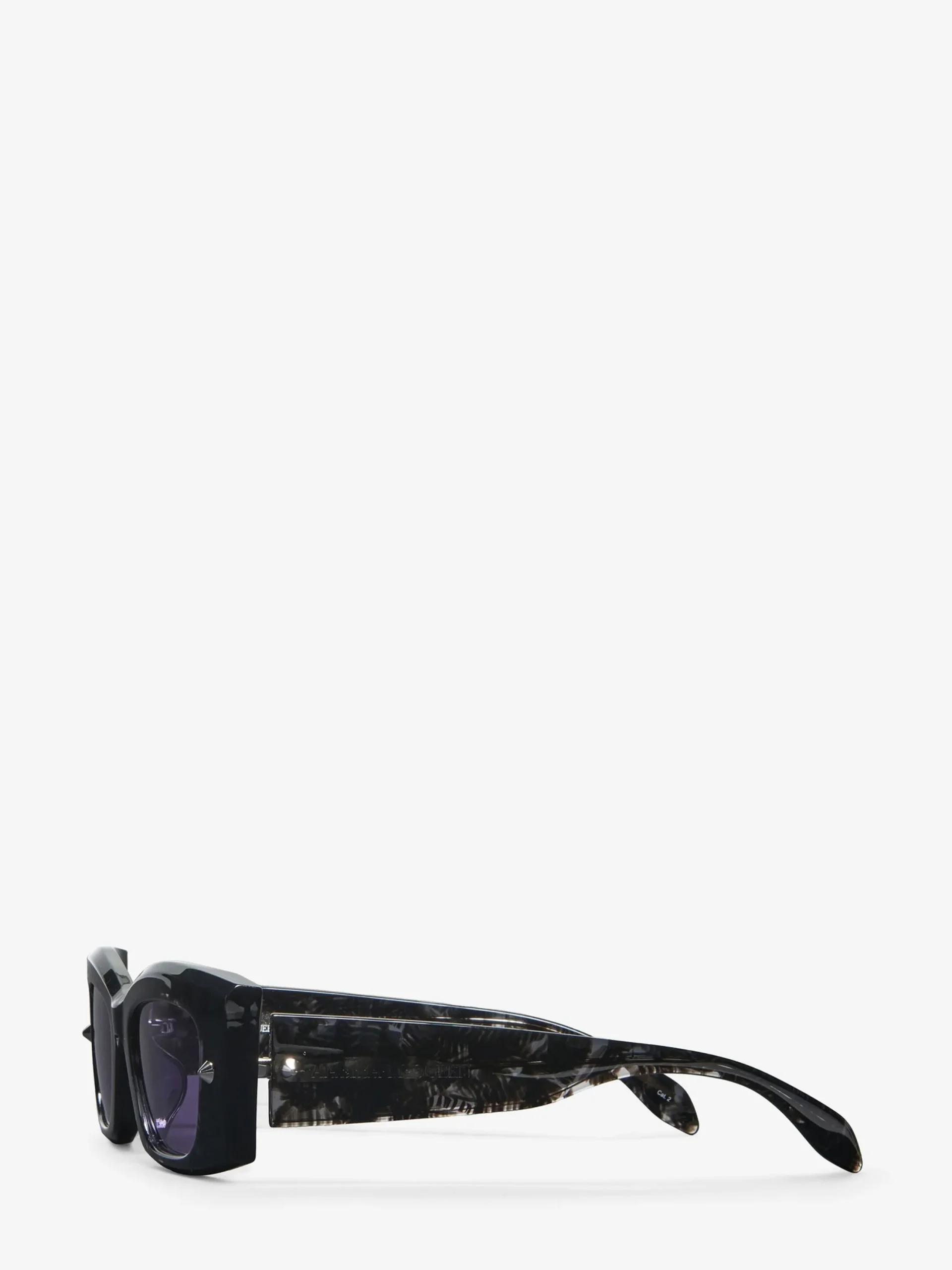 Fashion Alexander McQueen Spike Studs Rectangular Sunglasses in Havana/Violet