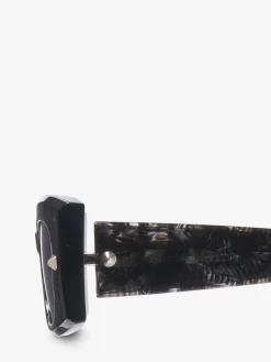 Fashion Alexander McQueen Spike Studs Rectangular Sunglasses in Havana/Violet
