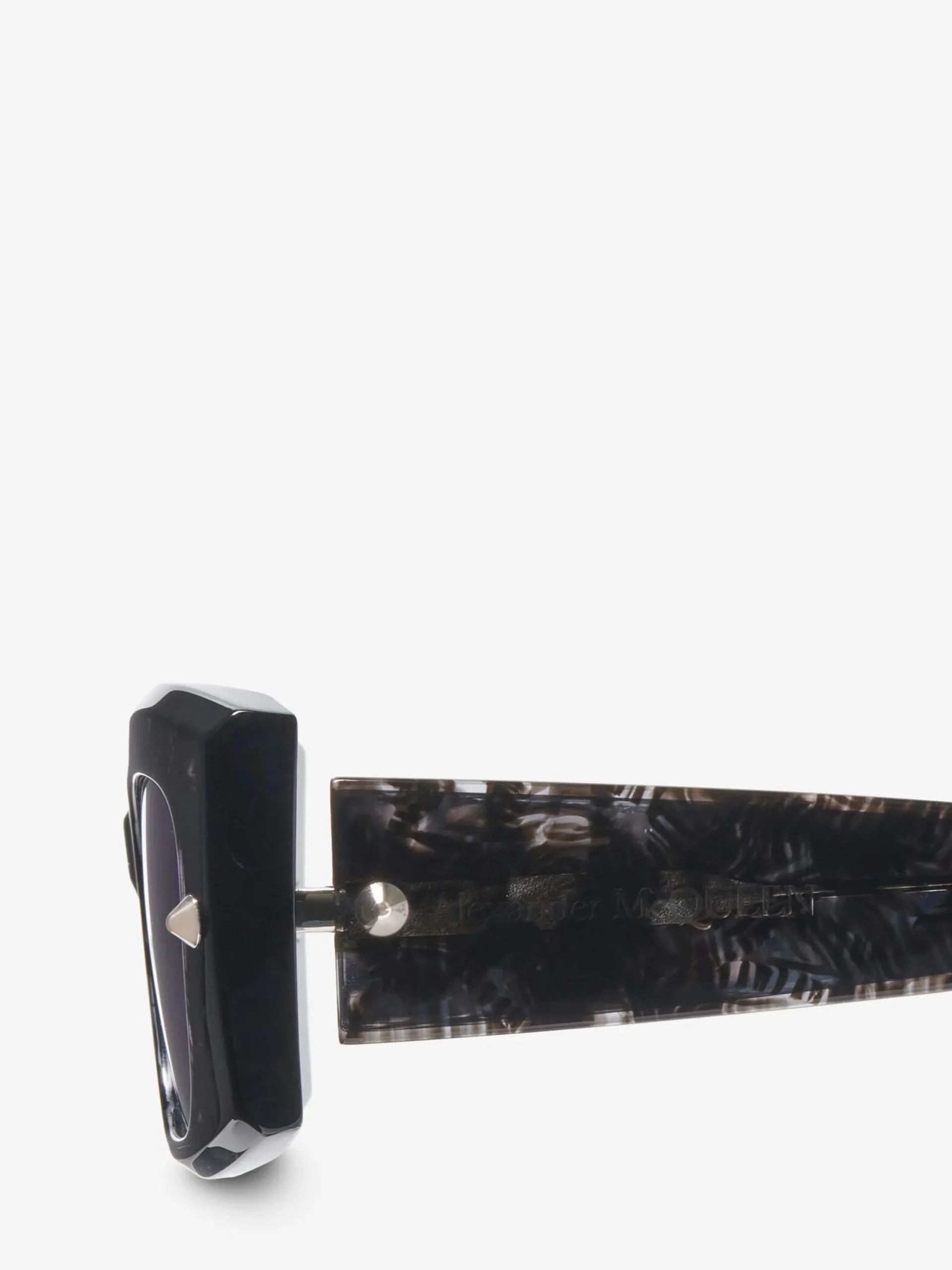 Fashion Alexander McQueen Spike Studs Rectangular Sunglasses in Havana/Violet