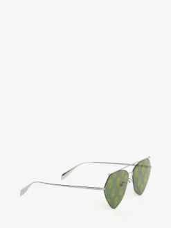 Clearance Alexander McQueen Top Piercing Sunglasses in Ruthenium