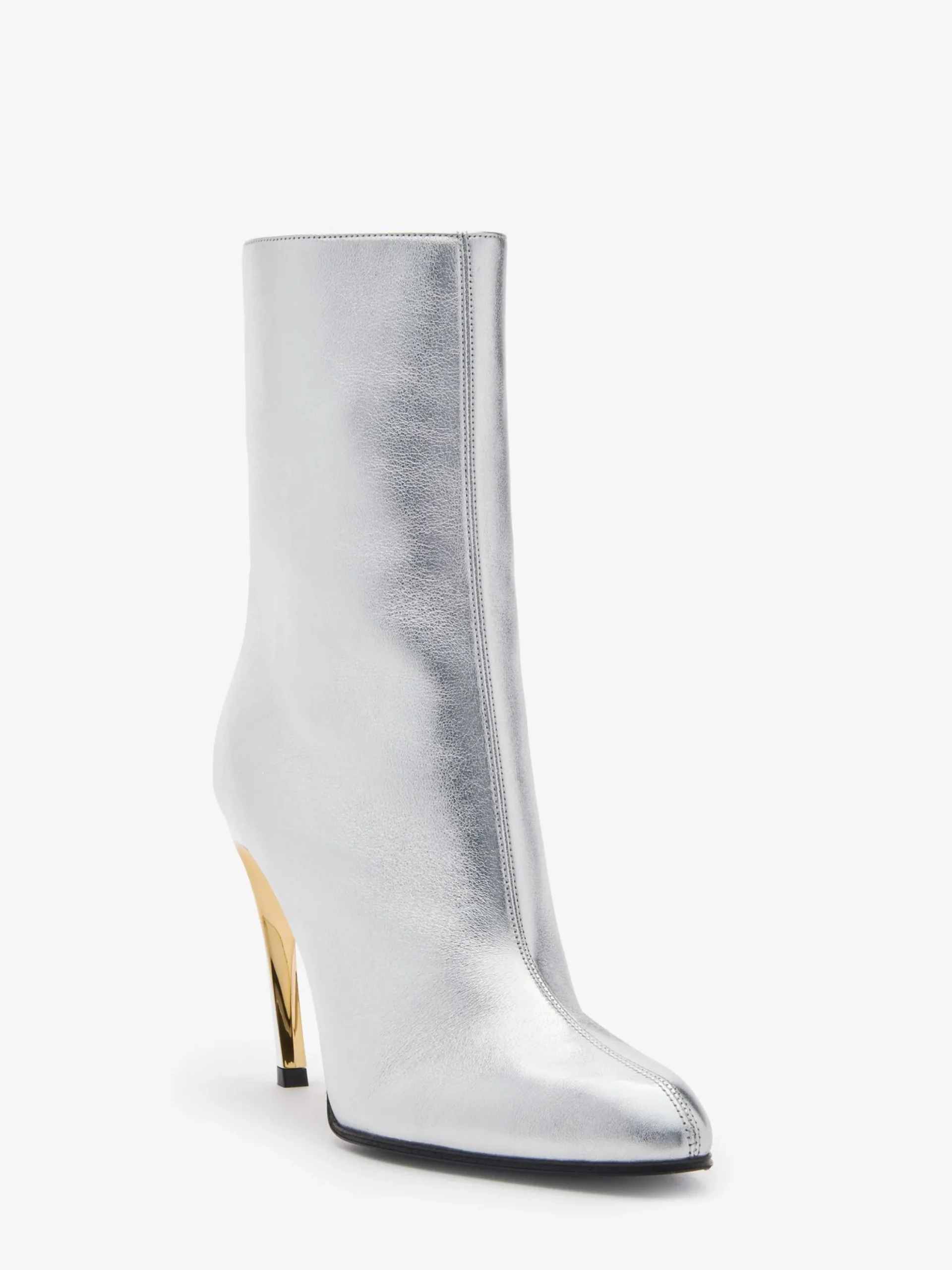 Hot Alexander McQueen Women's Armadillo Ankle Boot in Silver/Gold