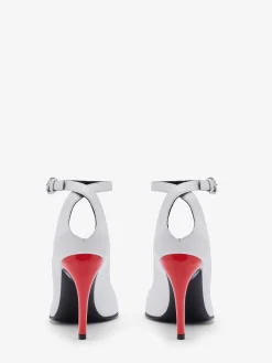Online Alexander McQueen Women's Armadillo Ankle Strap Pump in Ivory/Black/Lust Red