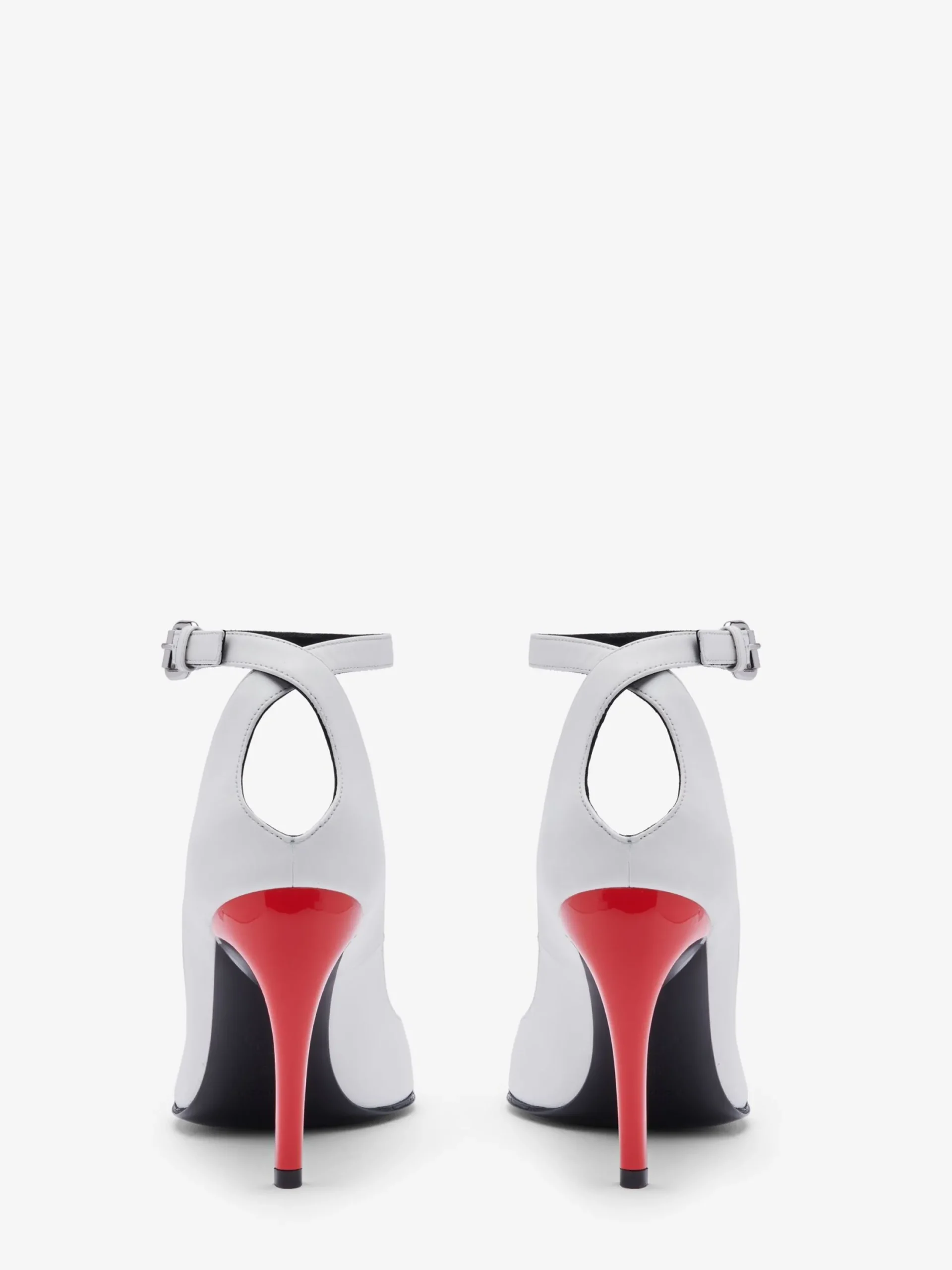 Online Alexander McQueen Women's Armadillo Ankle Strap Pump in Ivory/Black/Lust Red