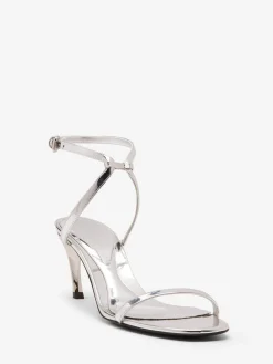 Sale Alexander McQueen Women's Armadillo Metal Bar Sandal in Silver