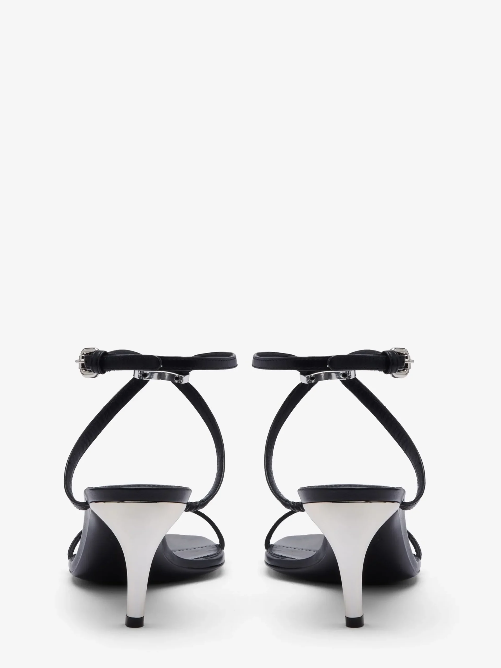 Store Alexander McQueen Women's Armadillo Metal Bar Sandal in Black/Silver/Gold
