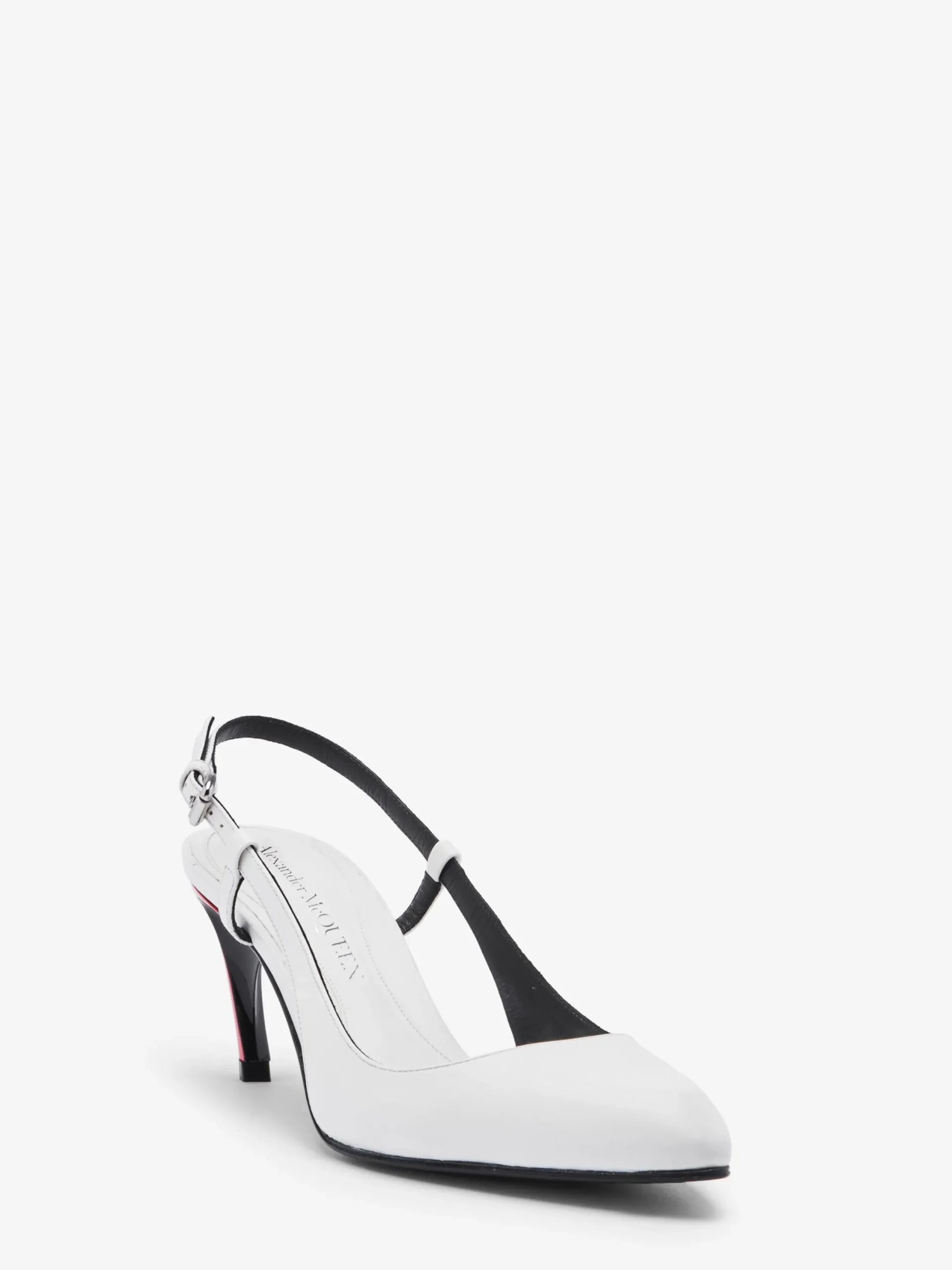 Best Alexander McQueen Women's Armadillo Slingback Pump in Ivory/Black/Lust Red