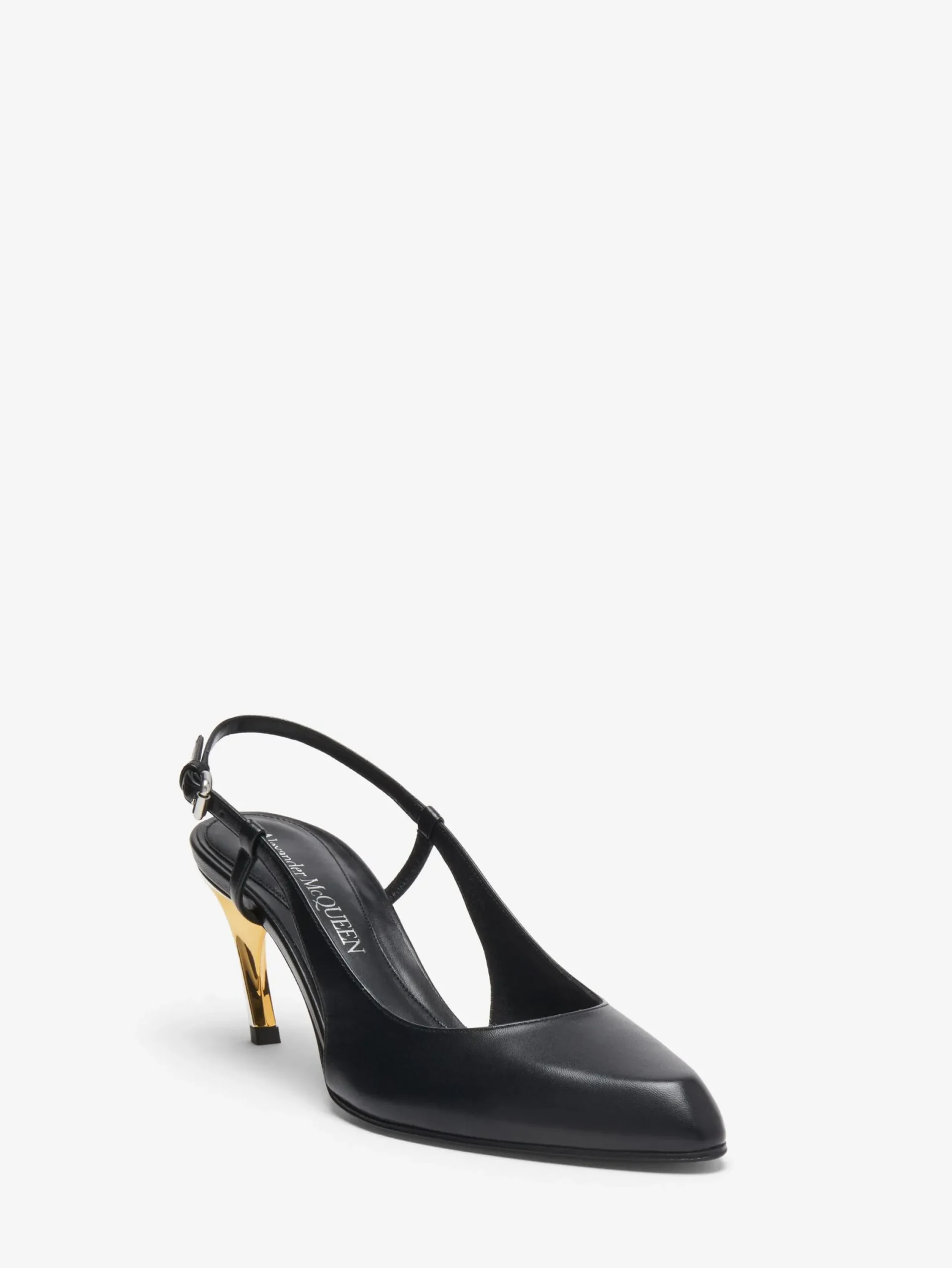 New Alexander McQueen Women's Armadillo Slingback Pump in Blacl/Silver/Gold