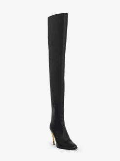 Best Alexander McQueen Women's Armadillo Thigh-high Boot in Black/Silver/Gold